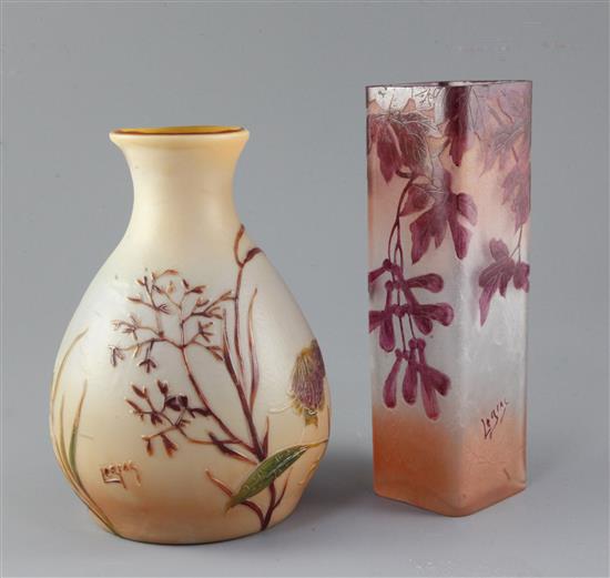 Two Legras cameo glass vases, c.1900-10, 22c and 20cm